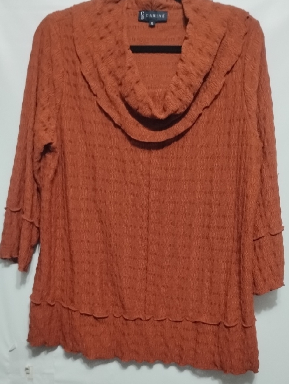 Carine Rust Orange Textured Cowl Neck Top - Picture 4 of 8